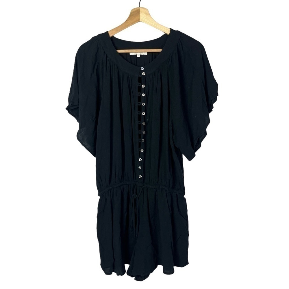 Boutique Olivaceous Black Short Sleeve Button Front‎ Romper M
